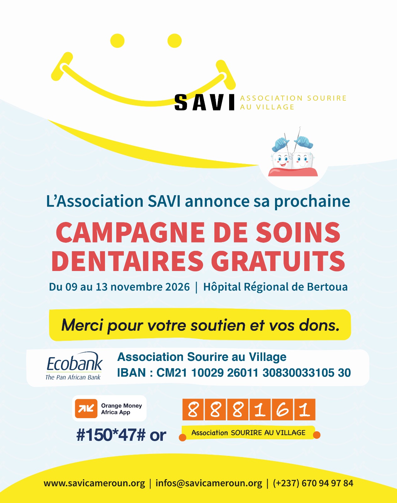 Campagne de soins dentaires gratuits – Bertoua 2026